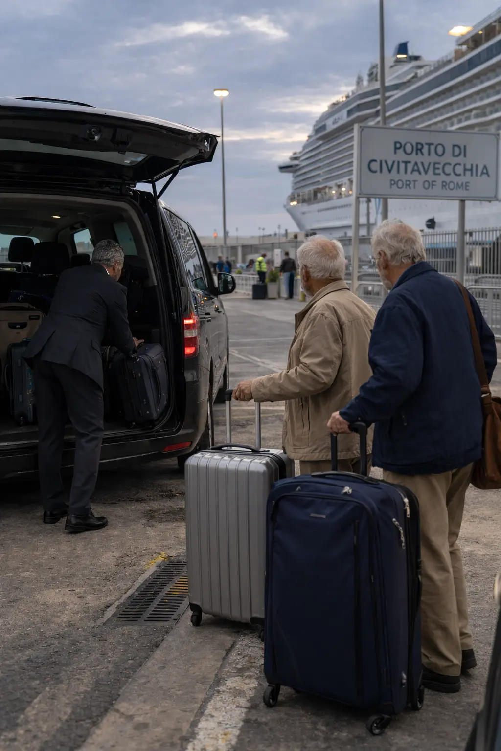 Private transfer between Rome and Civitavecchia cruise port with professional driver